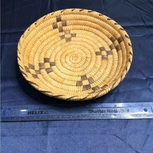 Vintage Native American Woven Basket Shallow Bowl Tray Handmade